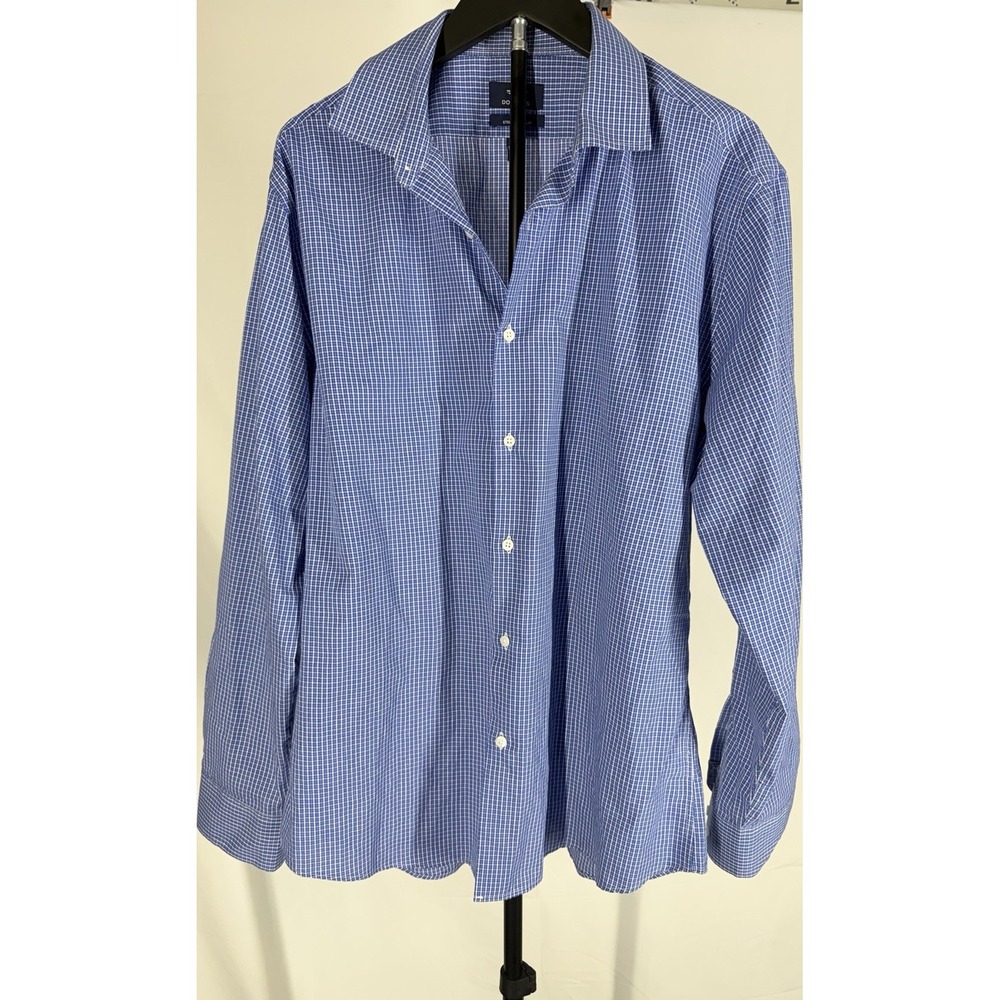 Dockers Men's Big & Tall 32 Blue Check Long Sleeve Button-Up Shirt